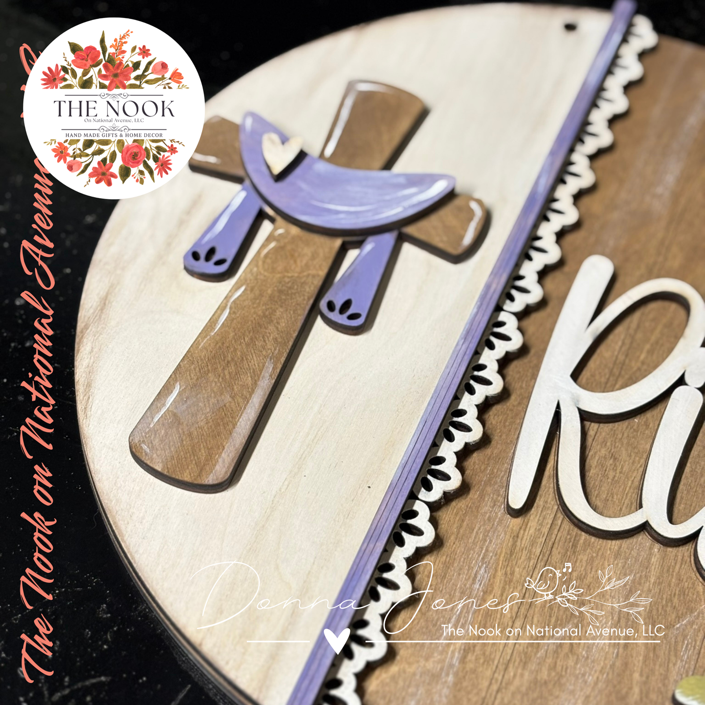 Vintage Lace Easter He Is Risen Spring Rustic Door Hanger