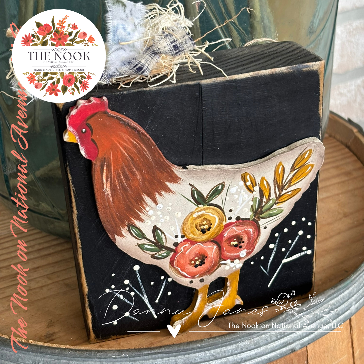Handpainted Floral Farm Animal Decor